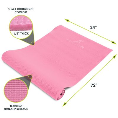Image showing  72 in. x 24 in. x 0.25 in. Original Exercise Yoga Mat with Carrying Straps, Non Slip (12 sq. ft.), Pink