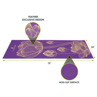 Image showing  72 in. L x 24 in. W x 3/16 in. T Inspired Design Print Yoga Mat Non Slip (12 sq. ft.), Floret