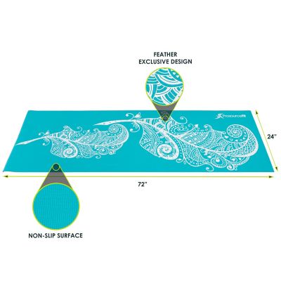 Image showing  72 in. L x 24 in. W x 3/16 in. T Inspired Design Print Yoga Mat Non Slip (12 sq. ft.), Feather