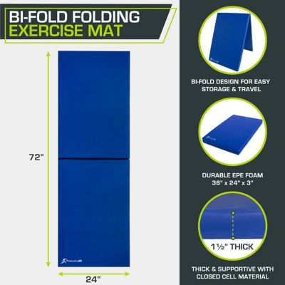 Image showing  Bi-Fold Folding Thick Exercise Mat 6 ft. x 2 ft. x 1.5 in. Vinyl and Foam Gymnastics Mat (Covers 12 sq. ft.)