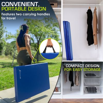 Image showing  Bi-Fold Folding Thick Exercise Mat 6 ft. x 2 ft. x 1.5 in. Vinyl and Foam Gymnastics Mat (Covers 12 sq. ft.)