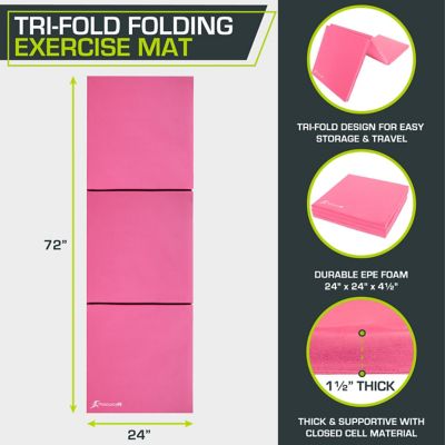 Image showing  Tri-Fold Folding Thick Exercise Mat 6 ft. x 2 ft. x 1.5 in. Vinyl and Foam Gymnastics Mat (Covers 12 S.F.), Purple