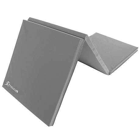 Tri-Fold Folding Thick Exercise Mat Grey 6 ft. x 4 ft. x 2 in. Vinyl and Foam Gymnastics Mat (Covers 24 sq. ft.) Tri-Fold Folding Thick Exercise Mat Grey 6 ft. x 4 ft. x 2 in. Vinyl and Foam Gymnastics Mat (Covers 24 sq. ft.)