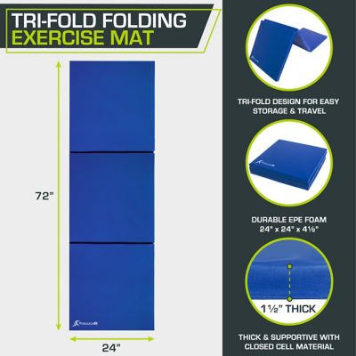 Image showing  Tri-Fold Folding Thick Exercise Mat, Vinyl and Foam Gymnastics Mat, 6 ft. x 2 ft. x 1.5 in., 12 sq. ft.