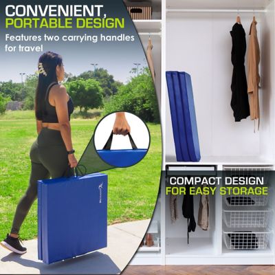 Image showing  Tri-Fold Folding Thick Exercise Mat, Vinyl and Foam Gymnastics Mat, 6 ft. x 2 ft. x 1.5 in., 12 sq. ft.