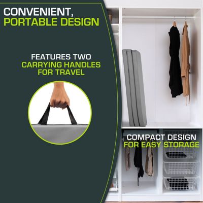 Image showing  Tri-Fold Folding Thick Exercise Mat 6 ft. x 4 ft. x 2 in. Vinyl & Foam Gymnastics Mat with Carrying Handles, Grey