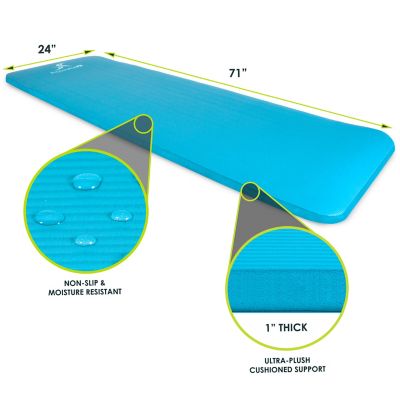 Image showing  71 in. L x 24 in. W x 1 in. T Extra Thick Yoga and Pilates Exercise Mat Non Slip, Aqua