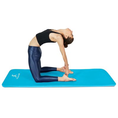 Image showing  71 in. L x 24 in. W x 1 in. T Extra Thick Yoga and Pilates Exercise Mat Non Slip, Aqua