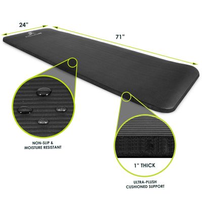 Image showing  71 in. L x 24 in. W x 1 in. T Extra Thick Yoga and Pilates Exercise Mat Non Slip, Black