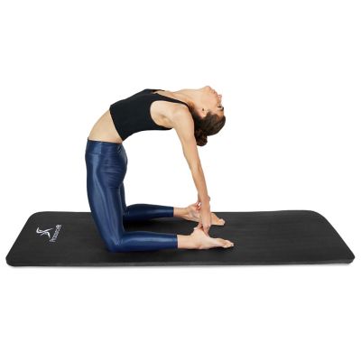 Image showing  71 in. L x 24 in. W x 1 in. T Extra Thick Yoga and Pilates Exercise Mat Non Slip, Black