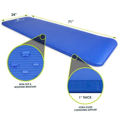 Image showing  71 in. L x 24 in. W x 1 in. T Extra Thick Yoga and Pilates Exercise Mat Non Slip, Blue