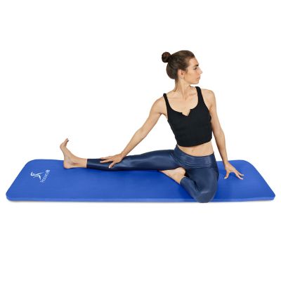 Image showing  71 in. L x 24 in. W x 1 in. T Extra Thick Yoga and Pilates Exercise Mat Non Slip, Blue