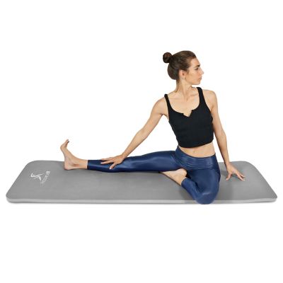 Image showing  71 in. L x 24 in. W x 1 in. T Extra Thick Yoga and Pilates Exercise Mat Non Slip, Grey