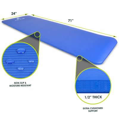 Image showing  71 in. L x 24 in. W x 0.5 in. T Thick Yoga and Pilates Exercise Mat Non Slip, Blue