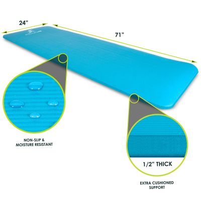 Image showing  71 in. L x 24 in. W x 0.5 in. T Thick Yoga and Pilates Exercise Mat Non Slip, Aqua