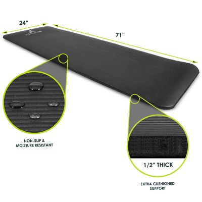 Image showing  71 in. L x 24 in. W x 0.5 in. T Thick Yoga and Pilates Exercise Mat Non Slip, Black