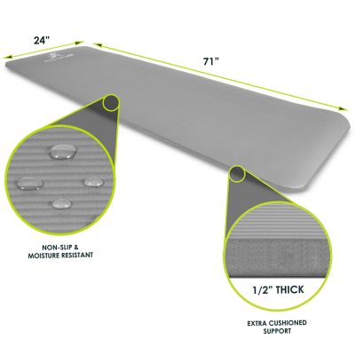 Image showing  71 in. L x 24 in. W x 0.5 in. T Thick Yoga and Pilates Exercise Mat Non Slip, Grey