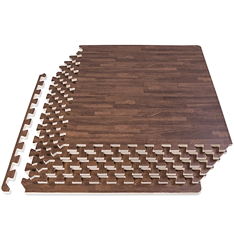 ProsourceFit 24 in. x 24 in. x 0.5 in. EVA Foam Interlocking Floor Tiles (24 S.F.) (6-Pack), Dark Oak
