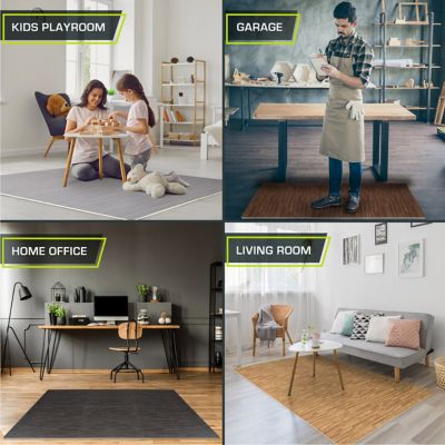 Image showing 6 th ProsourceFit 24 in. x 24 in. x 0.5 in. EVA Foam Interlocking Floor Tiles (24 S.F.) (6-Pack), Dark Oak