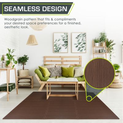 Image showing  24 in. x 24 in. x 0.5 in. EVA Foam Interlocking Floor Tiles (24 S.F.) (6-Pack), Dark Walnut