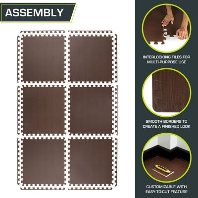 Image showing 5 th ProsourceFit 24 in. x 24 in. x 0.5 in. EVA Foam Interlocking Floor Tiles (24 S.F.) (6-Pack), Dark Walnut