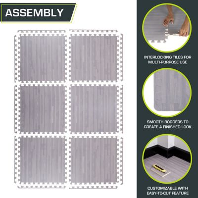 Image showing 5 th ProsourceFit 24 in. x 24 in. x 0.5 in. EVA Foam Interlocking Floor Tiles (24 S.F.) (6-Pack), Slate Grey
