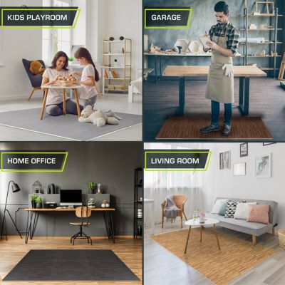 Image showing 6 th ProsourceFit 24 in. x 24 in. x 0.5 in. EVA Foam Interlocking Floor Tiles (24 S.F.) (6-Pack), Slate Grey