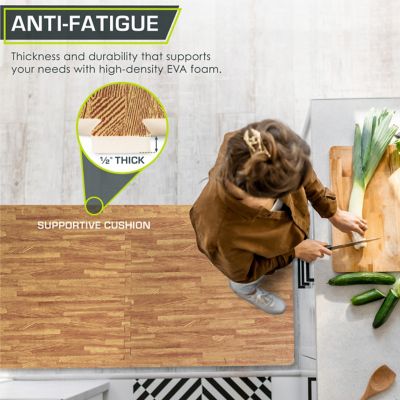 Image showing  24 in. x 24 in. x 0.5 in. EVA Foam Interlocking Floor Tiles (24 S.F.) (6-Pack), Light Oak