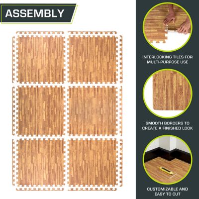 Image showing 5 th ProsourceFit 24 in. x 24 in. x 0.5 in. EVA Foam Interlocking Floor Tiles (24 S.F.) (6-Pack), Light Oak