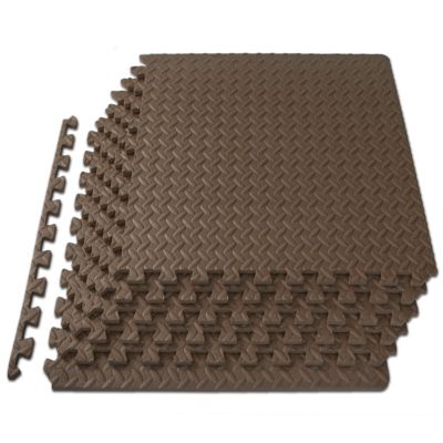 ProsourceFit 24 in. x 24 in. x 0.5 in. EVA Foam Interlocking Anti-Fatigue Tile Mat (24 sq. ft.) 6 Pcs, Brown