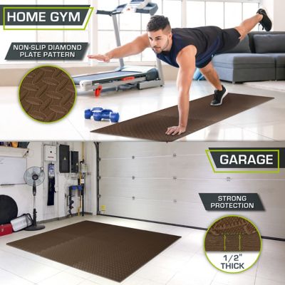 Image showing  24 in. x 24 in. x 0.5 in. EVA Foam Interlocking Anti-Fatigue Tile Mat (24 sq. ft.) 6 Pcs, Brown