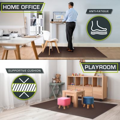 Image showing  24 in. x 24 in. x 0.5 in. EVA Foam Interlocking Anti-Fatigue Tile Mat (24 sq. ft.) 6 Pcs, Brown