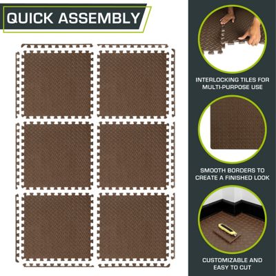 Image showing 5 th ProsourceFit 24 in. x 24 in. x 0.5 in. EVA Foam Interlocking Anti-Fatigue Tile Mat (24 sq. ft.) 6 Pcs, Brown
