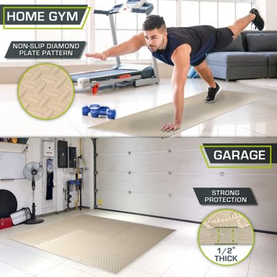 Image showing  24 in. x 24 in. x 0.5 in. EVA Foam Interlocking Anti-Fatigue Tile Mat (24 sq. ft.) 6 Pcs, Beige