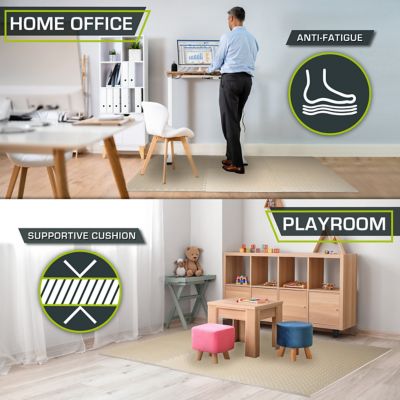 Image showing  24 in. x 24 in. x 0.5 in. EVA Foam Interlocking Anti-Fatigue Tile Mat (24 sq. ft.) 6 Pcs, Beige