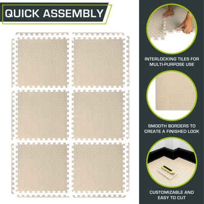 Image showing 5 th ProsourceFit 24 in. x 24 in. x 0.5 in. EVA Foam Interlocking Anti-Fatigue Tile Mat (24 sq. ft.) 6 Pcs, Beige