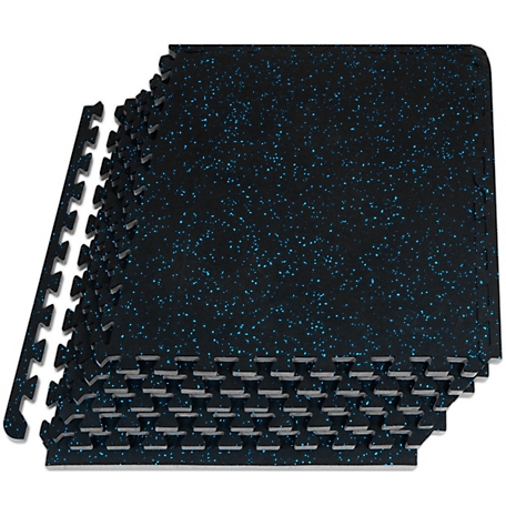 ProsourceFit Rubber Top Exercise Puzzle Mat 24 in. x 24 in. x 0.5 in. EVA Foam Interlocking Tiles (6-Pack (24 sq. ft.), Blue