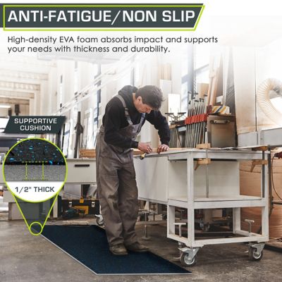 Image showing  Rubber Top Exercise Puzzle Mat, EVA Foam Interlocking Tiles, 24 in. x 24 in. x 0.5 in., 24 sq. ft., Blue, 6-Pack