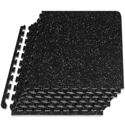 ProsourceFit Rubber Top Exercise Puzzle Mat 24 in. x 24 in. x 0.5 in. EVA Foam Interlocking Tiles (6-Pack (24 sq. ft.), Grey
