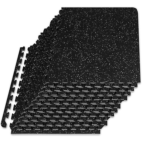 ProsourceFit Rubber Top Exercise Puzzle Mat 24 in. x 24 in. x 0.5 in. EVA Foam Interlocking Tiles (12-Pack (48 sq. ft.), Grey