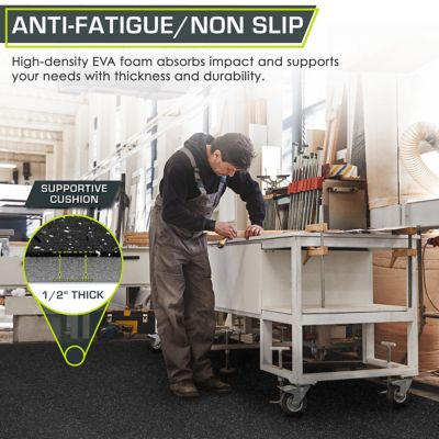 Image showing  Rubber Top Exercise Puzzle Mat, EVA Foam Interlocking Tiles, 24 in. x 24 in. x 0.5 in., 48 sq. ft., Grey, 12-Pack