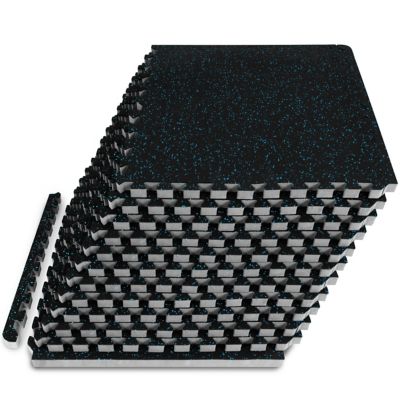 ProsourceFit Rubber Top Thick Exercise Puzzle Mat 24 in. x 24 in. x .75 in. EVA Foam Interlocking Tiles 12-pack 48 Sq. ft., Blue