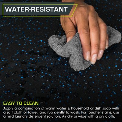 Image showing  Rubber Top Thick Exercise Puzzle Mat, EVA Foam Interlocking Tiles, 24 in. x 24 in. x .75 in., Blue, 12-Pack