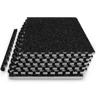 ProsourceFit Rubber Top Thick Exercise Puzzle Mat, EVA Foam Interlocking Tiles, 24 in. x 24 in. x .75 in., Grey, 6-Pack