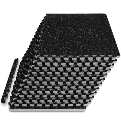 ProsourceFit Rubber Top Thick Exercise Puzzle Mat, EVA Foam Interlocking Tiles, 24 in. x 24 in. x .75 in., Grey, 12-Pack