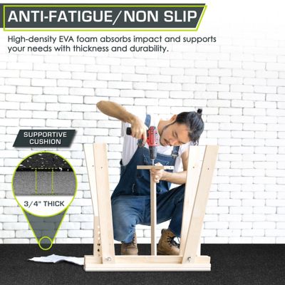 Image showing  Rubber Top Thick Exercise Puzzle Mat, EVA Foam Interlocking Tiles, 24 in. x 24 in. x .75 in., Grey, 12-Pack