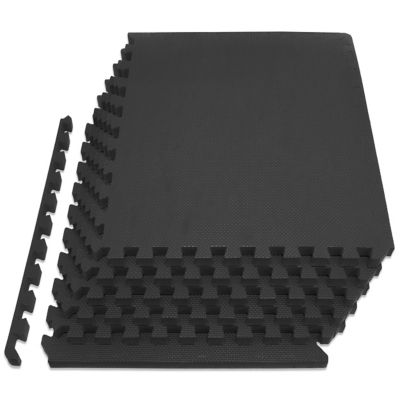 ProsourceFit Exercise Puzzle Mat EVA Foam Interlocking Anti Fatigue Exercise Tile Mat 24 in. x 24 in. x 0.5 in. Black 6 Pack at Tractor Supply Co