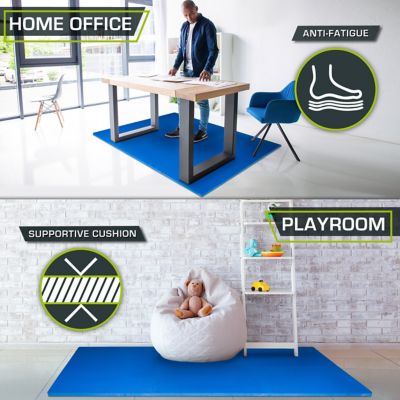 Image showing  Extra Thick Exercise Puzzle Mat 24 x 24 x 1 in. EVA Foam Interlocking Anti-Fatigue (6 pk.) (24 sq. ft.), Blue