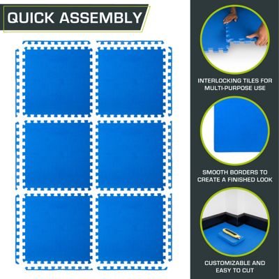 Image showing 5 th ProsourceFit Extra Thick Exercise Puzzle Mat 24 x 24 x 1 in. EVA Foam Interlocking Anti-Fatigue (6 pk.) (24 sq. ft.), Blue
