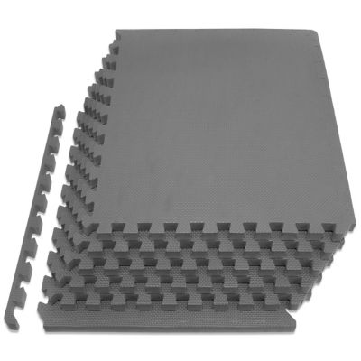 ProsourceFit Extra Thick Exercise Puzzle Mat 24 x 24 x 1 in. EVA Foam Interlocking Anti-Fatigue (6 pk.) (24 sq. ft.), Grey